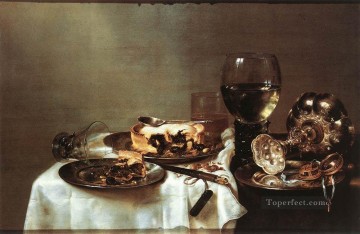 ブラックベリーパイのある朝食テーブルの静物画 ウィレム・クラーズゾーン・ヘダ Oil Paintings